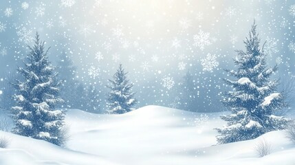 Fototapeta premium Christmas background with trees and snowflakes. stock illustration 