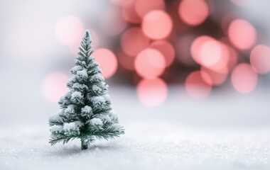 Obraz premium Winter Wonderland with Miniature Lit Christmas Tree