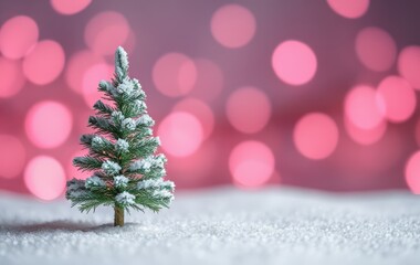Obraz premium Softly Lit Miniature Tree in Winter Wonderland