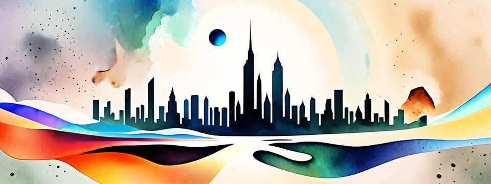 illustrazione sfondo con elementi architettonici a tema geometrico surreale