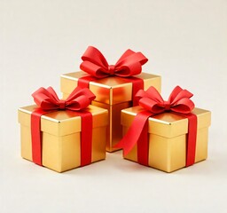 Obraz premium A festive red gift box with a golden bow, perfect for Christmas, birthdays, or any special occasion