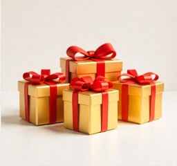 Obraz premium A festive red gift box with a golden bow, perfect for Christmas, birthdays, or any special occasion