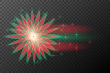 Red and Green Festive Light Burst with Glowing Particles	

