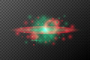 Red and Green Festive Light Burst with Glowing Particles	
