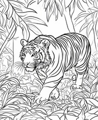 Fototapeta premium Tiger coloring page for kids