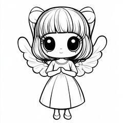 Cute angel girl coloring page.