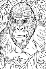 Obraz premium Gorilla coloring page for kids.