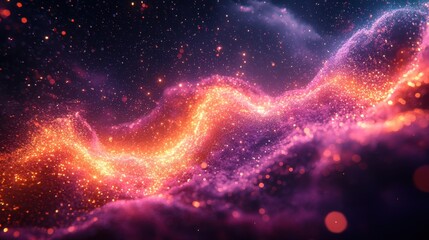 Obraz premium Sparkling Galaxy Pink Orange Glittering Stardust Background