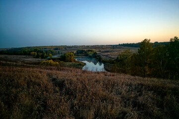 Fototapeta premium Early October morning on a small river