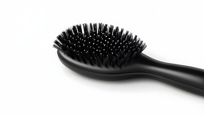 Black hair brush isolated on white background.