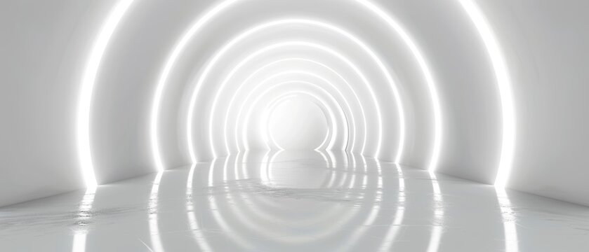 A captivating circular tunnel of light and reflections, creating a mesmerizing, almost hypnotic visual experience that evokes a sense of tranquility and timelessness.