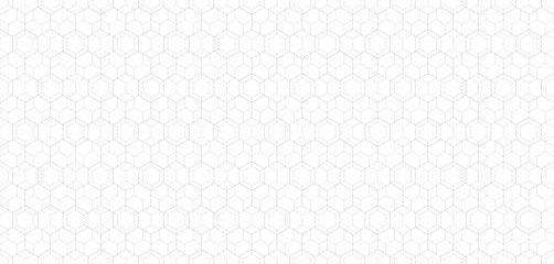 Fototapeta premium Subtle vector minimalist geometric seamless pattern. Gray and white lines texture, hexagon grid, delicate minimal lattice, diamonds. Linear background. Abstract fine line background. Repeat design