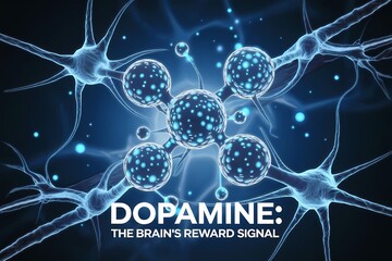Dopamine: The Brain's Reward Signal - Glowing Neurons and Molecular Illustration
