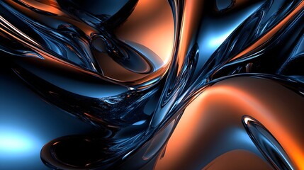 Obraz premium Liquid metallic abstract background, iridescent smooth fluid wavy surface 