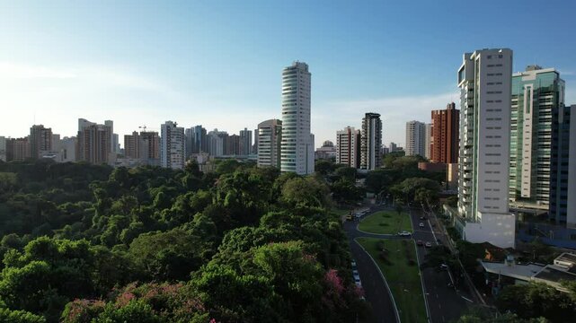 Vista A&eacute;rea da cidade de Maring&aacute;, Parana, Brasil. Parque do Ing&aacute; em Maring&aacute;.