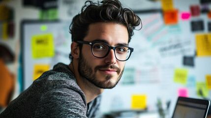 Fototapeta premium Solo entrepreneur reviewing marketing analytics