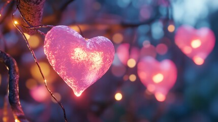 Obraz premium Glowing Pink Hearts 