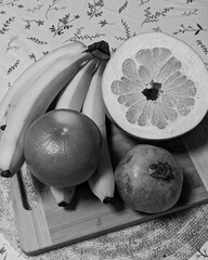 fruit, black and white filter 