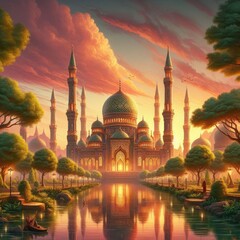 Naklejka premium mosque wallpaper,Islamic mosque 