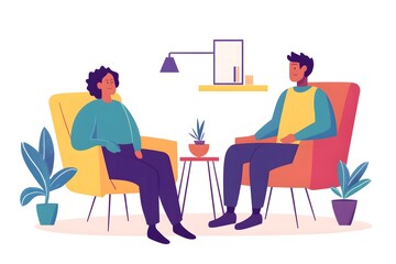 Fototapeta premium A person in the LGBT community talking to a therapist, focusing on mental well-being in a calm environment