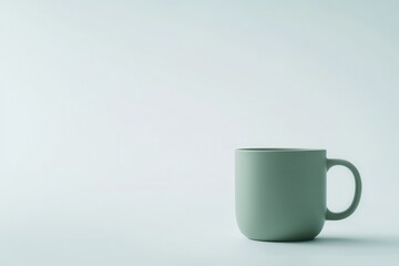 Obraz premium Minimalistische grüne Kaffeetasse Porzellan Tasse für Kaffee Tee modernes Design Fotografie weißer Hintergrund stilvolle Tasse Dekoration Büro Küchendekor Geschenkidee für Kaffeeliebhaber