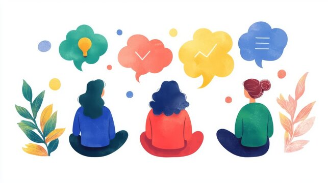 Three individuals share vivid ideas and thoughts.