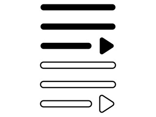 Editable vector media player playlist icon. Black, transparent white background. Part of a big icon set family. Perfect for web and app interfaces, presentations, infographics, etc