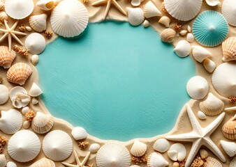 Obraz premium Tropical Beach Scene with Shells and Coral