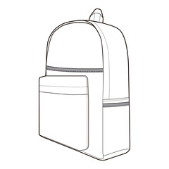 Urban Backpack Technical Drawing with Front Pocket

