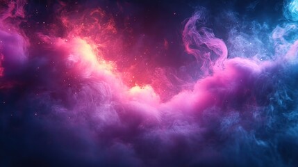 Fototapeta premium Abstract background with pink, blue, and red smoke on a dark background.