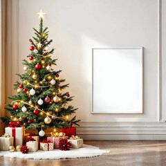 Concept photo of Happy New Year 2025 with Christmas Tree, Gift Packages, space for text