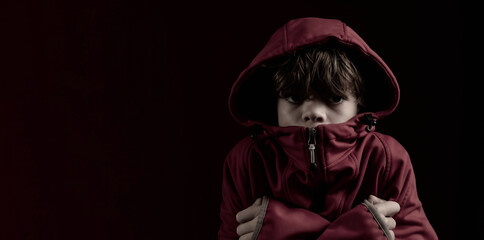 Portrait image of a boy on a dark background