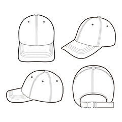 Classic Baseball Cap Fashion Template with Multiple Angles

