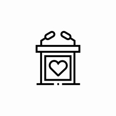 podium speech love heart icon sign vector