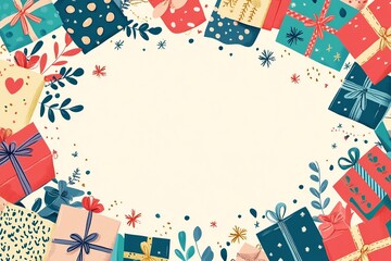 Obraz premium Vector background featuring a vibrant gift box with ample space for text, perfect for celebrations, announcements, and invitations