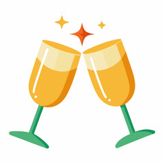 Toasting glasses vector silhouette white background