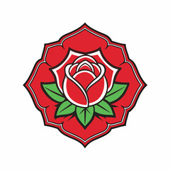 Rose flower logo frame, silhouette, white background