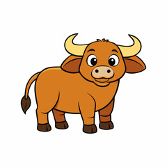 Out line vector cute African Buffalo for kid on white background