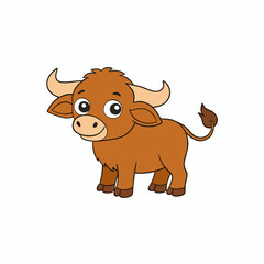 Out line vector cute African Buffalo for kid on white background