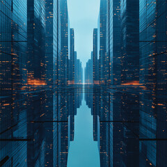 blue sky and skyscrapers background