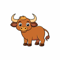 Out line vector cute African Buffalo for kid on white background