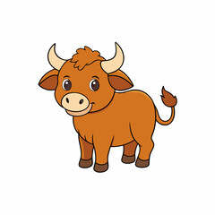 Obraz premium Out line vector cute African Buffalo for kid on white background