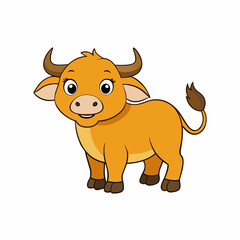 Out line vector cute African Buffalo for kid on white background