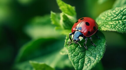 Fototapeta premium Ladybug on Pink Petals with Dewdrops
