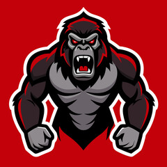 aggressive gorilla mascot full body sticker design