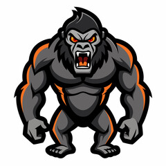 aggressive gorilla mascot full body sticker design