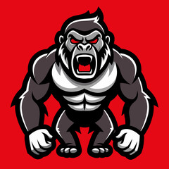aggressive gorilla mascot full body sticker design