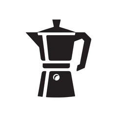 Minimalist Moka Pot Silhouette Icon in Vector – Perfect for Café Logos, Barista Posters, and Branding of Coffee Shops, Adding a Timeless Classic Design to Any Digital or Print Project