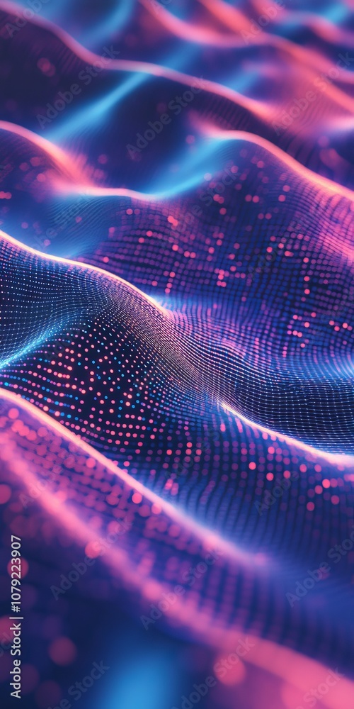Poster this is a vibrant and dynamic digital wave background that features an array of abstract neon colors