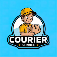happy courier, transport industry, vector illustration, website banner, delivery of goods by courier